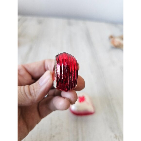 Vintage heart Canadian glass ornament Xmas tree set - Picture 5 of 11